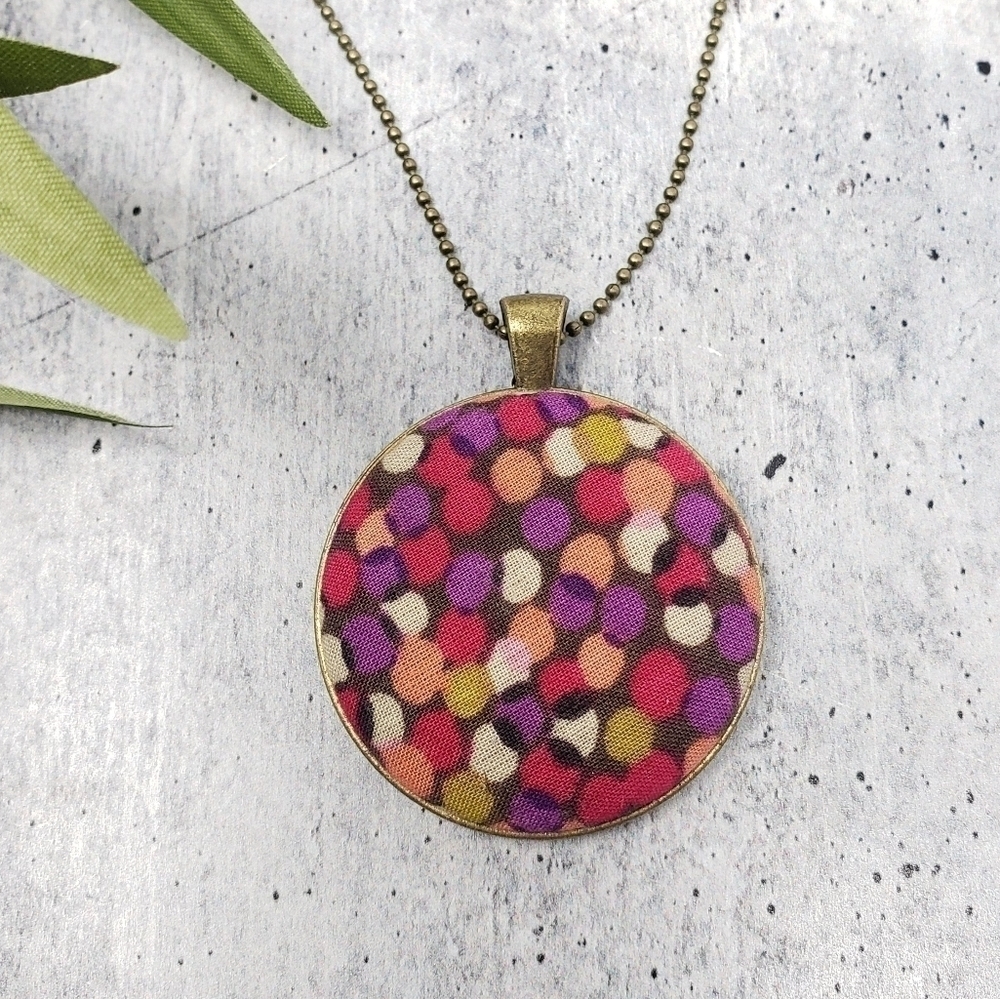 New Handmade | Dot Fabric Button Necklace